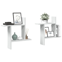 vidaXL Vägghyllor 2 st vit 50x12x50 cm konstruerat trä