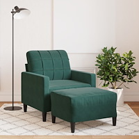 vidaXL Fåtölj med fotpall mörkgrön 60 cm sammet