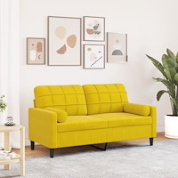 vidaXL 2-sitssoffa med prydnadskuddar gul 140 cm sammet