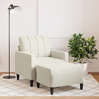 vidaXL Fåtölj med fotpall Gräddvit 60 cm sammet