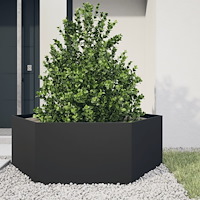 vidaXL Odlingslåda svart sexkantig 138x120x45 cm stål