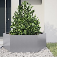 vidaXL Odlingslåda sexkantig 138x120x45 cm galvaniserat stål