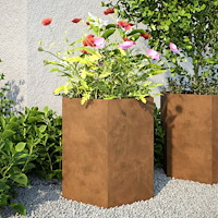 vidaXL Odlingslåda sexkantig 46x40x45 cm vittringsstål
