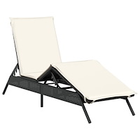 vidaXL Solsäng med dyna svart konstrotting