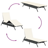 vidaXL Solsäng med dyna svart konstrotting