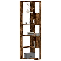 vidaXL Bokhylla hörn 5 hyllplan rökfärgad ek 50x50x179 cm