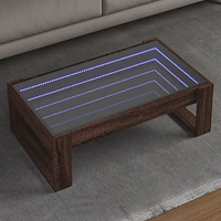 vidaXL Soffbord med Infinity LEDs brun ek 90x53x30 cm