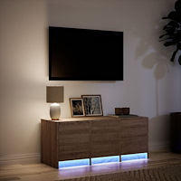 vidaXL Tv-bänk med LEDs brun ek 97x34x40 cm konstruerat trä