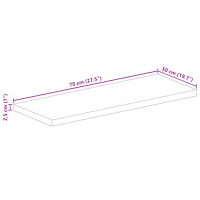 vidaXL Bordsskiva 70x50x2,5 cm rektangulär massivt mango-trä