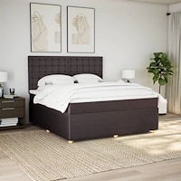 vidaXL Ramsäng med madrass mörkbrun 180x200 cm tyg