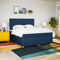 vidaXL Ramsäng med madrass blå 180x200 cm tyg