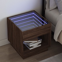 vidaXL Sängbord med Infinity LEDs brun ek 50x50x50 cm