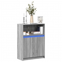 vidaXL Skänk med LED grå sonoma 72x34x100 cm konstruerat trä