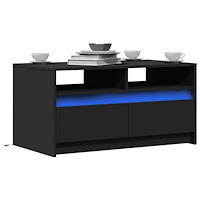 vidaXL Soffbord med LEDs svart konstruerat trä