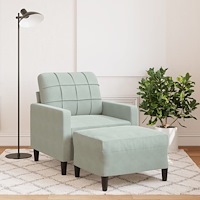 vidaXL Fåtölj med fotpall ljusgrå 60 cm sammet