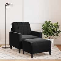 vidaXL Fåtölj med fotpall svart 60 cm sammet