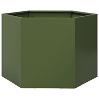 vidaXL Odlingslåda olivgrön sexkantig 69x60x45 cm stål