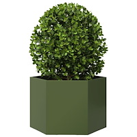 vidaXL Odlingslåda olivgrön sexkantig 69x60x45 cm stål
