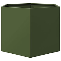 vidaXL Odlingslåda olivgrön sexkantig 69x60x45 cm stål