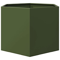 vidaXL Odlingslåda olivgrön sexkantig 69x60x45 cm stål