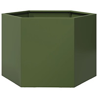 vidaXL Odlingslåda olivgrön sexkantig 69x60x45 cm stål