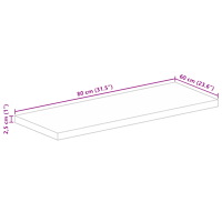 vidaXL Bordsskiva 80x60x2,5 cm rektangulär massivt mango-trä
