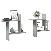 vidaXL Vägghyllor 2 st betonggrå 50x12x50 cm konstruerat trä
