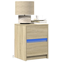 vidaXL Sängbord med LED-lampor 2 st sonoma-ek konstruerat trä