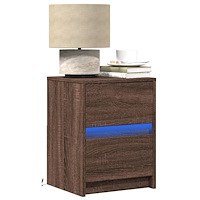 vidaXL Sängbord med LED-lampor 2 st brun ek konstruerat trä
