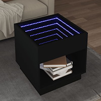 vidaXL Soffbord med Infinity LEDs svart 50x50x50 cm