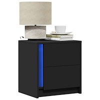 vidaXL Sängbord med LED-lampor 2 st svart konstruerat trä