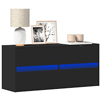 vidaXL Väggmonterad tv-bänk LEDs svart 100x31x45 cm
