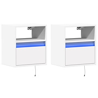 vidaXL Väggmonterad tv-bänk LED 2 st vit 41x31x45 cm