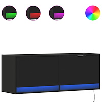 vidaXL Väggmonterad tv-bänk LED svart 100x31x35 cm