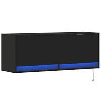 vidaXL Väggmonterad tv-bänk LED svart 100x31x35 cm