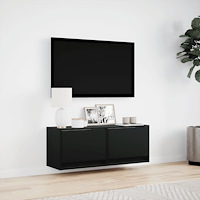 vidaXL Väggmonterad tv-bänk LED svart 100x31x35 cm