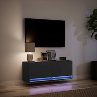 vidaXL Väggmonterad tv-bänk LED svart 100x31x35 cm
