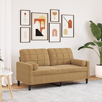 vidaXL 2-sitssoffa med prydnadskuddar brun 140 cm sammet