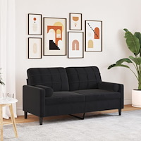 vidaXL 2-sitssoffa med prydnadskuddar svart 140 cm sammet