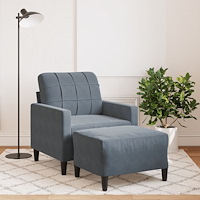 vidaXL Fåtölj med fotpall mörkgrå 60 cm sammet