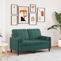 vidaXL 2-sitssoffa med prydnadskuddar mörkgrön 120 cm sammet