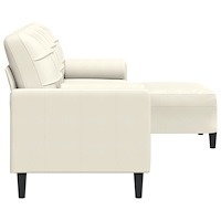vidaXL 3-sitssoffa med fotpall gräddvit 210 cm sammet