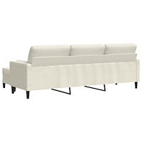 vidaXL 3-sitssoffa med fotpall gräddvit 210 cm sammet