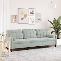 vidaXL 3-sitssoffa med prydnadskuddar ljusgrå 210 cm sammet