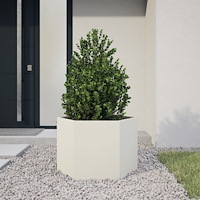vidaXL Odlingslåda vit sexkantig 69x60x45 cm stål