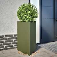 vidaXL Odlingslåda olivgrön triangulär 50x43x75 cm stål