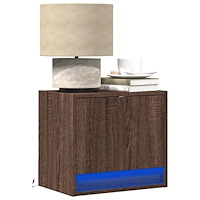 vidaXL Väggmonterade sängbord med LED-lampor 2 st brun ek
