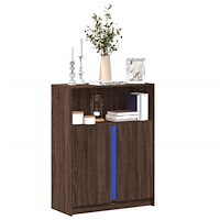 vidaXL Skänk med LED brun ek 77x34x100 cm konstruerat trä