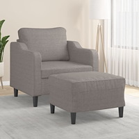 vidaXL Fåtölj med fotpall Taupe 60 cm tyg