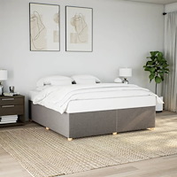 vidaXL Sängram utan madrass taupe 200x200 cm tyg